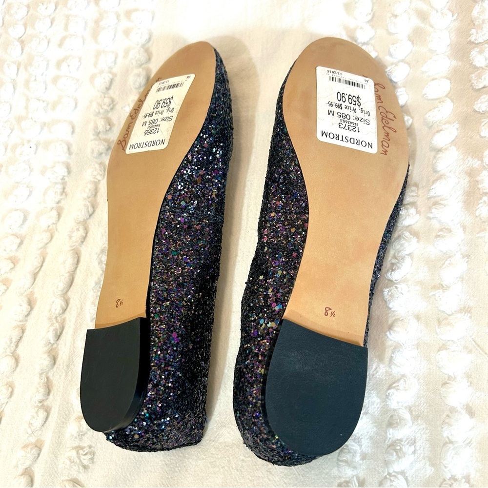 Sam Edelman Women's Scallop Edge Navy Blue Glitter Flats 8.5 - Picture 6 of 9